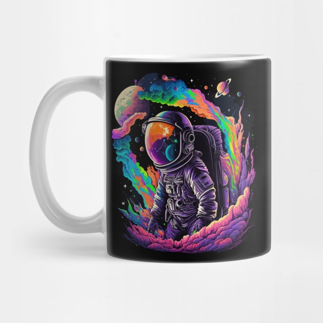 Astronaut in Space Colorful Vibrant Psychedelic by K3rst